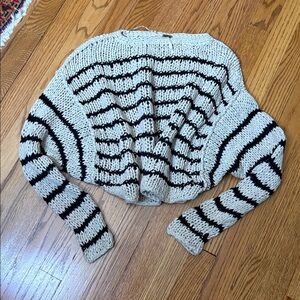 Free people over and easy stripe knit crop sweater